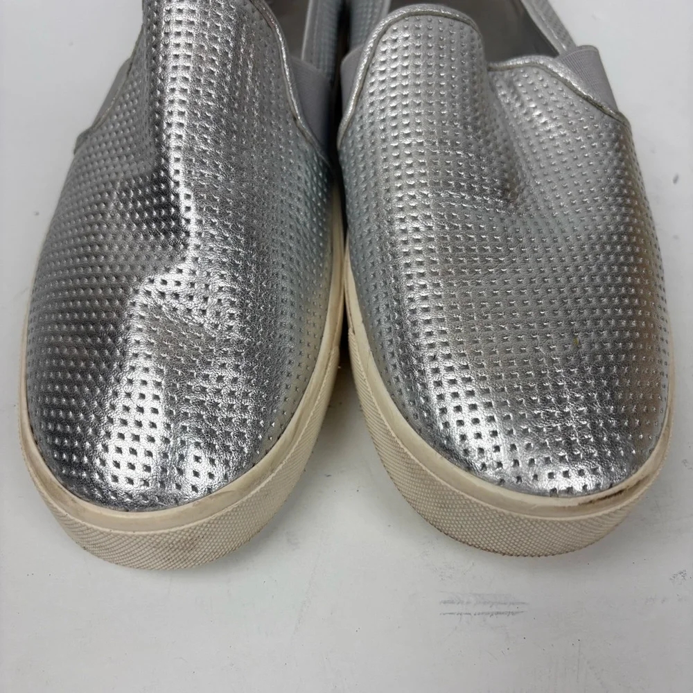 Vince Blair Silver Perforated Leather Blair Sneaker Slip-on Womens Size 9